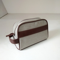 High quality polyester men leather toiletry bag custom cosmetic bag
